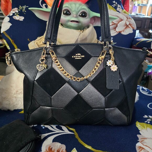 COACH Black Prairie Patchwork Satchel - Picture 1 of 11